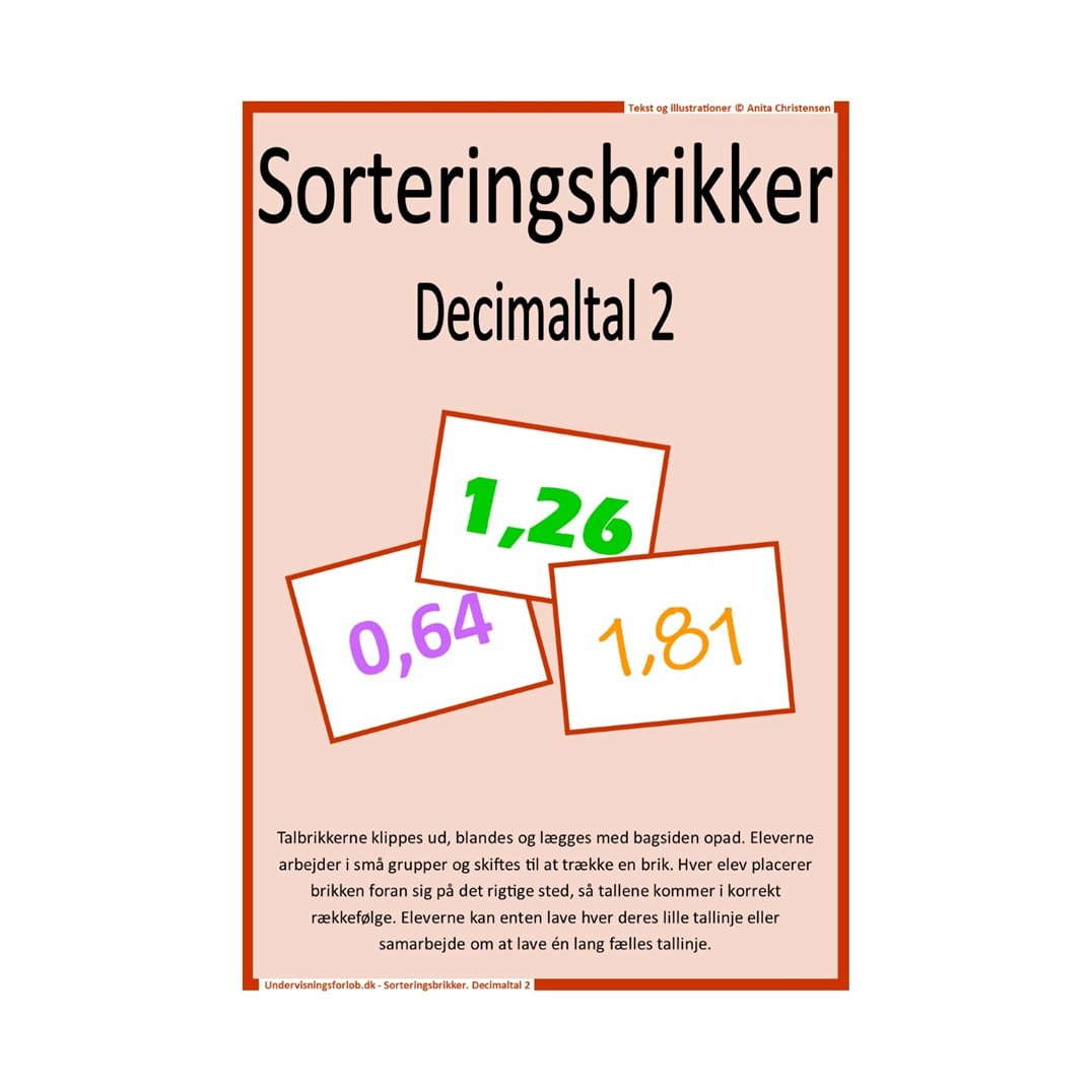 Sorteringsbrikker. Decimaltal 2